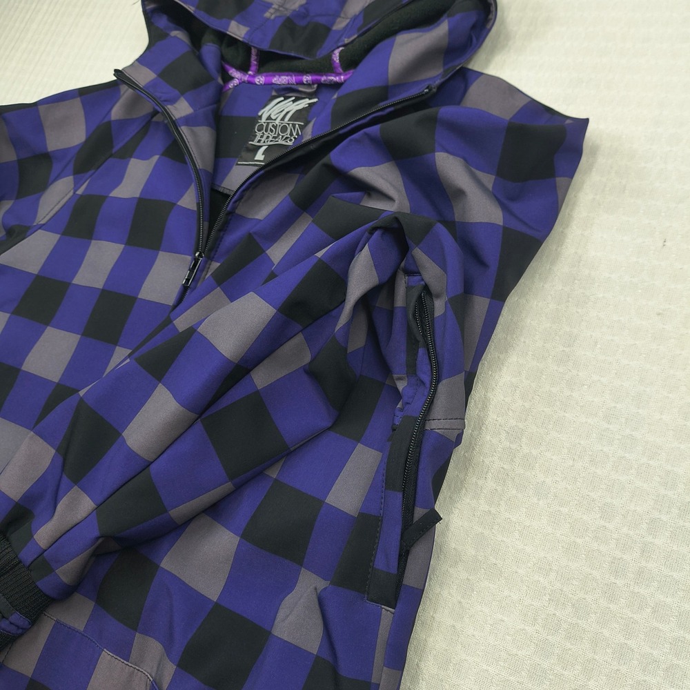 Neff Custom Threads Men Large Purple Black Buffalo Plaid Softshell Hoodie Jacket - Picture 6 of 14